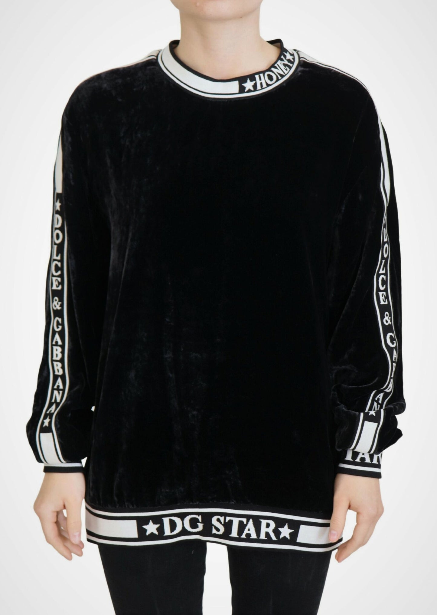Dolce & Gabbana Elegant Silkeblanding Fløjlssweater