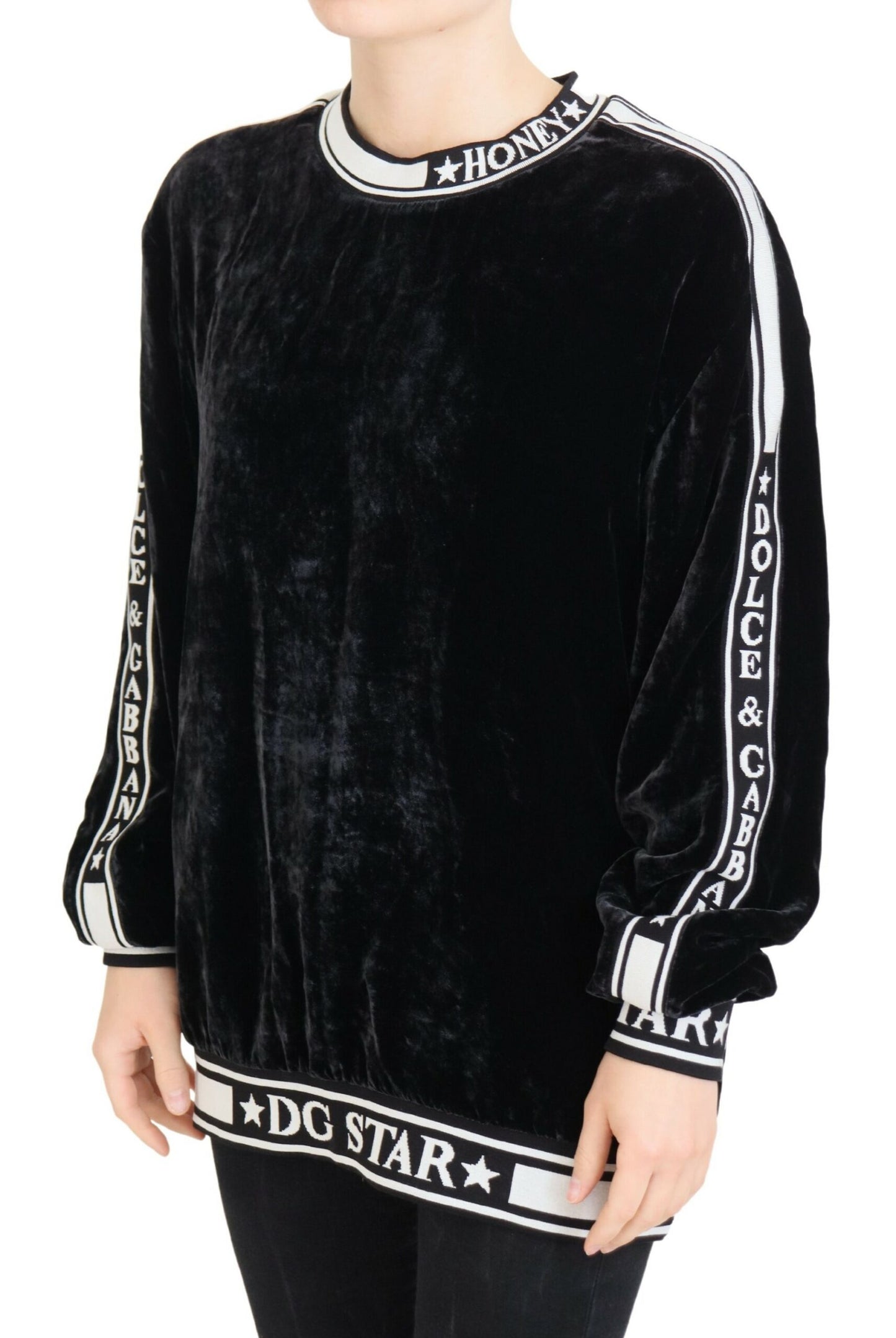 Dolce & Gabbana Elegant Silkeblanding Fløjlssweater