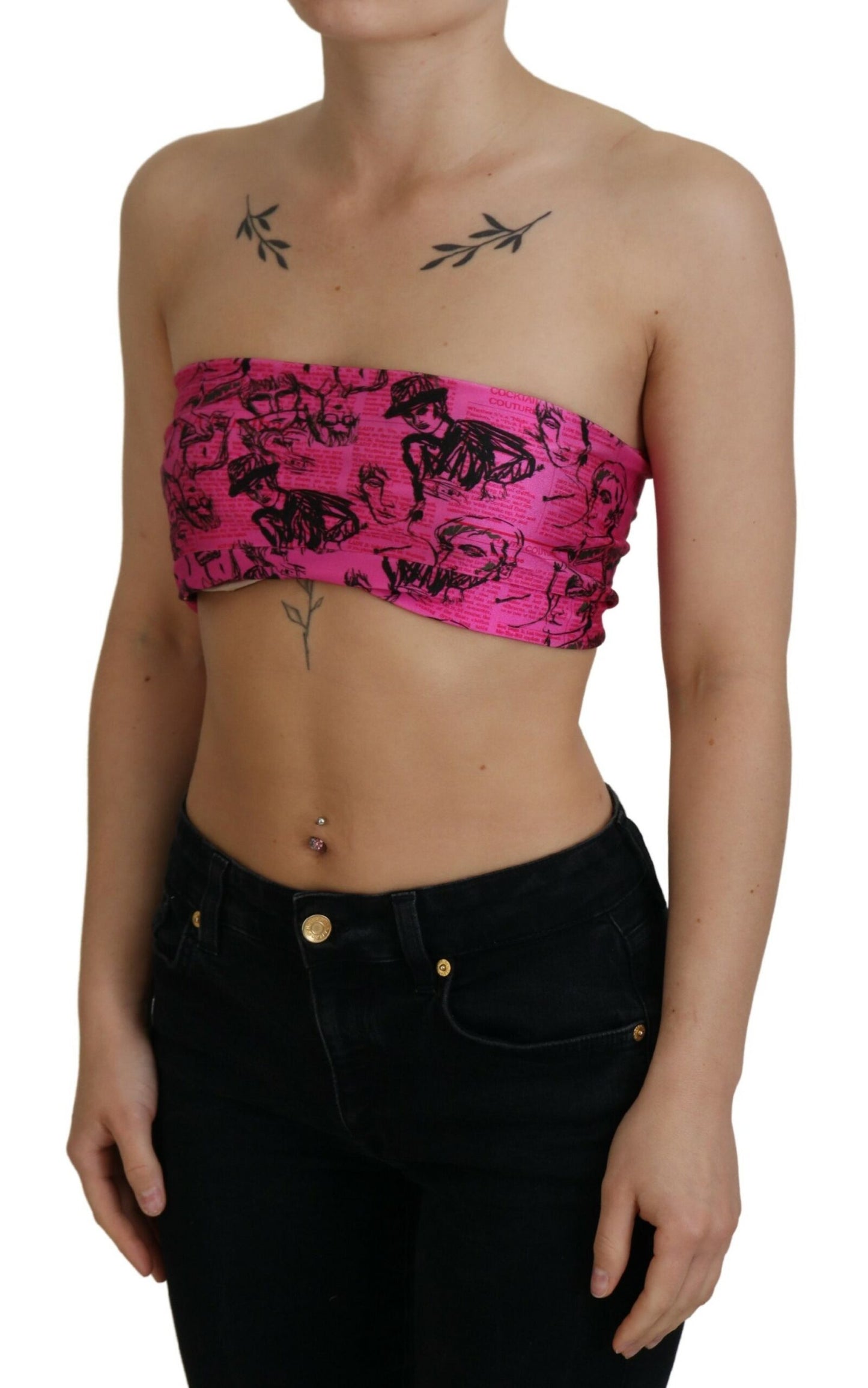 John Galliano Chic Pink Avisprint Cropped Top