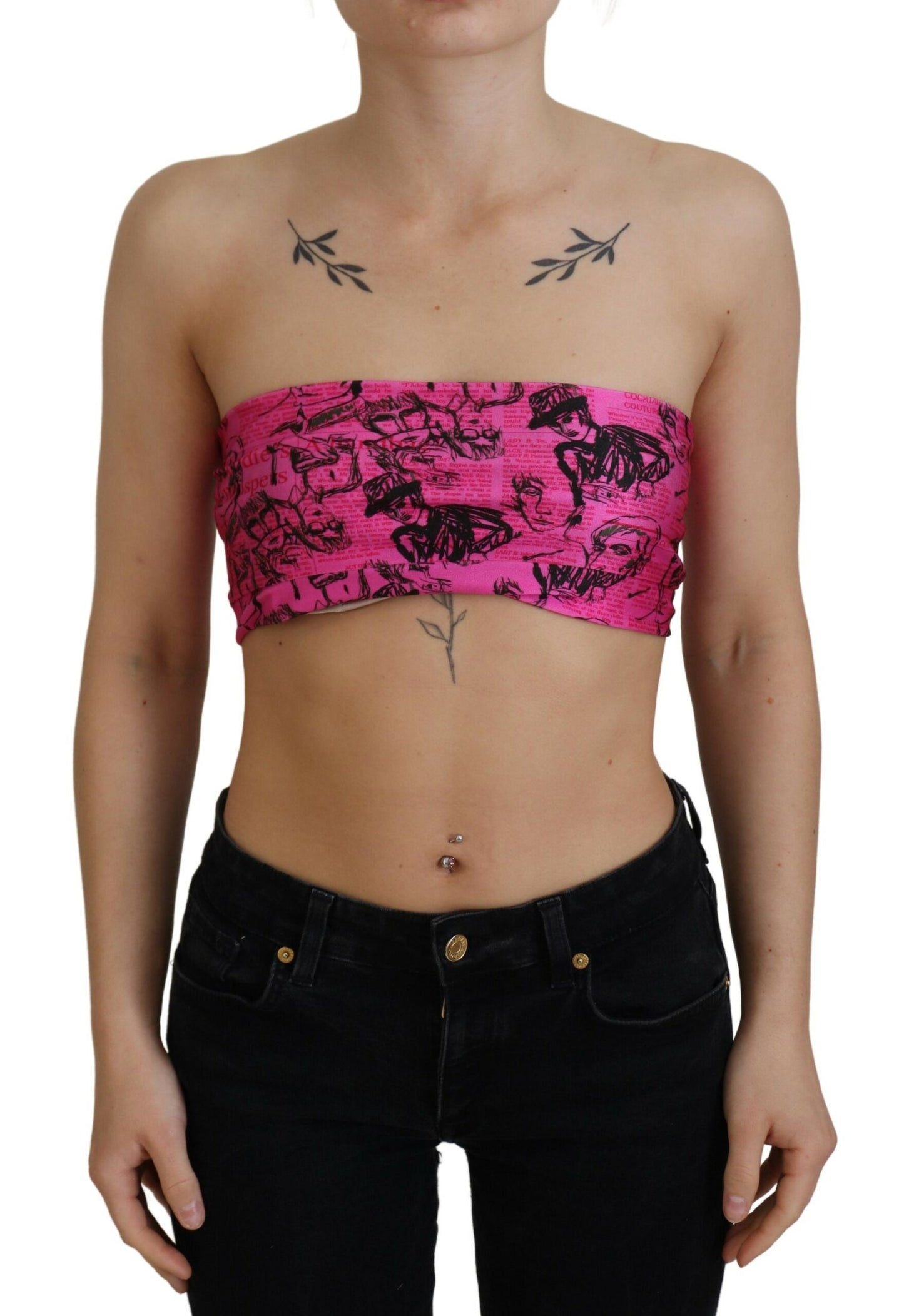 John Galliano Chic Pink Avisprint Cropped Top