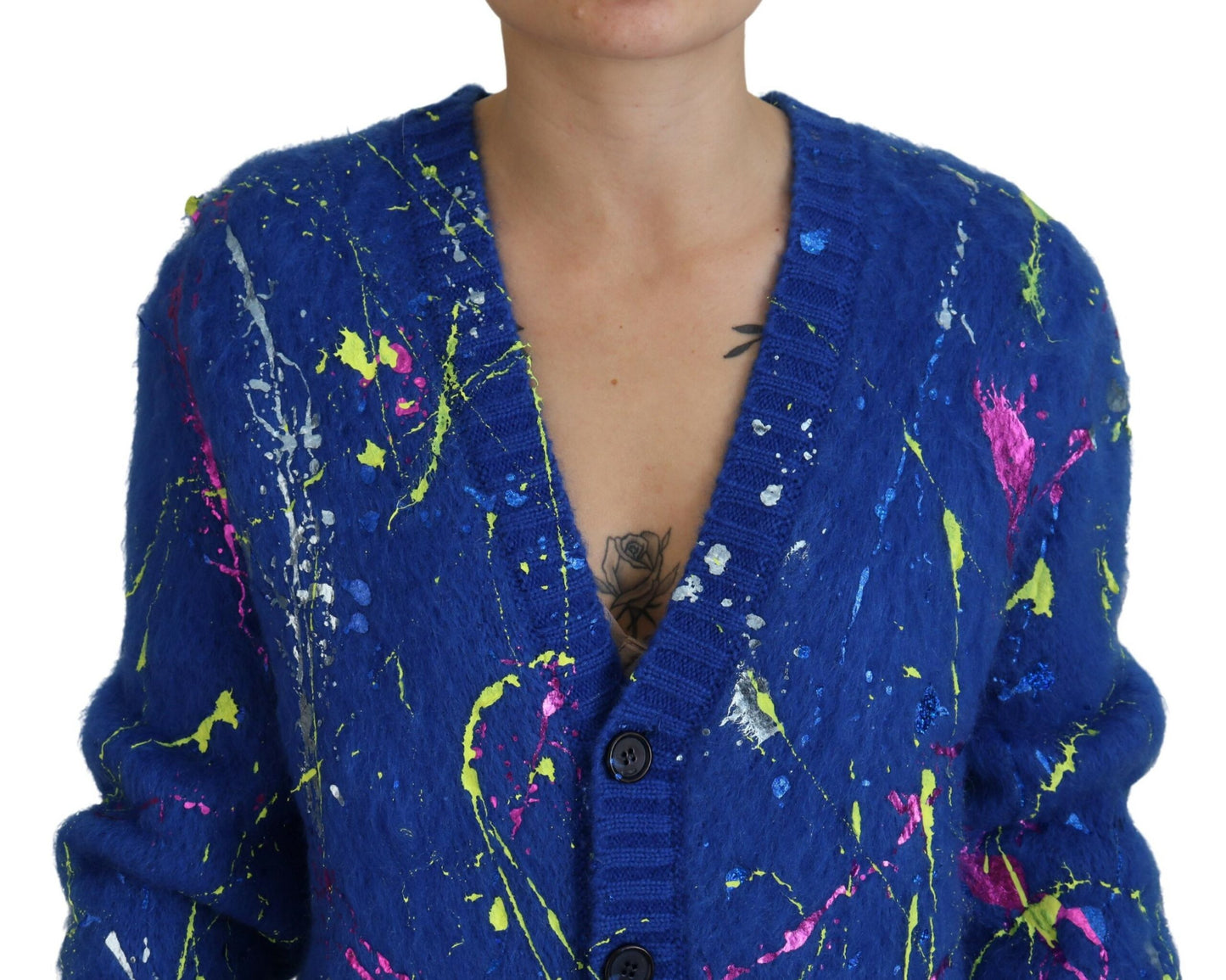 Dolce & Gabbana Elegant Flerfarvet Splash Mohair Cardigan