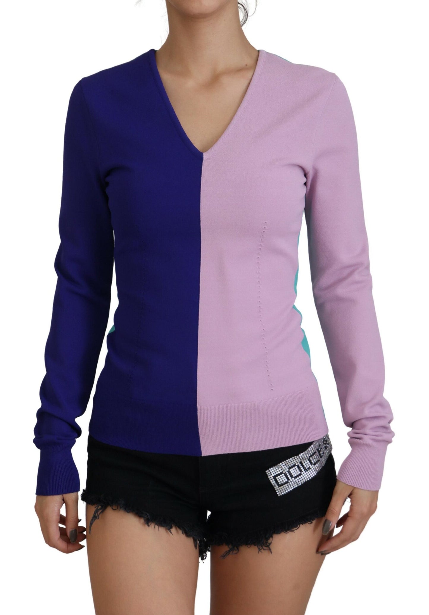 Dolce & Gabbana Chic Flerfarvet V-hals Pullover Sweater