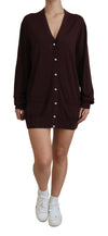 Dolce & Gabbana Chic Maroon V-hals Uldcardigan