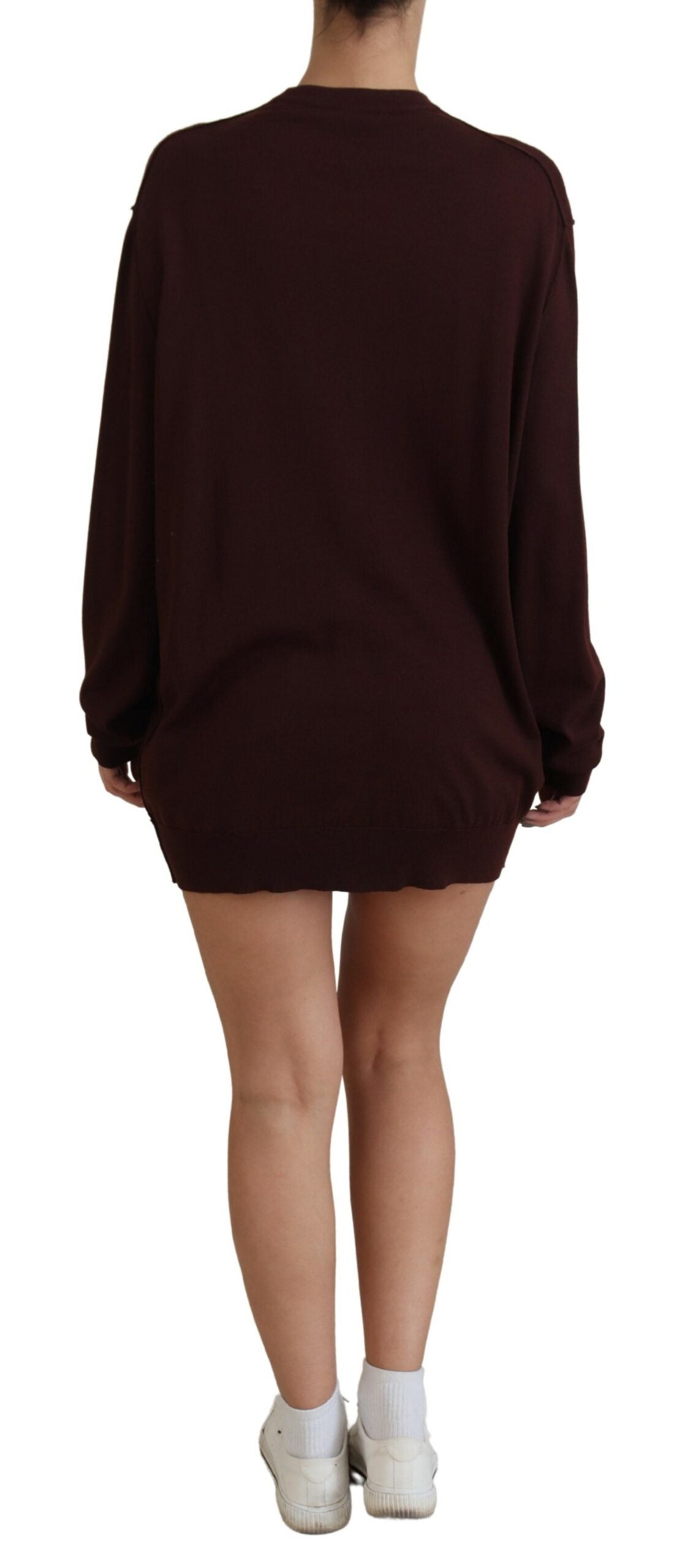 Dolce & Gabbana Chic Maroon V-hals Uldcardigan