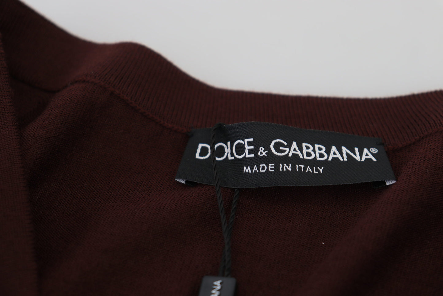 Dolce & Gabbana Chic Maroon V-hals Uldcardigan