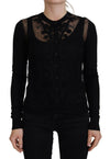 Dolce & Gabbana Elegant Sort Blomster Cardigan i Blonde