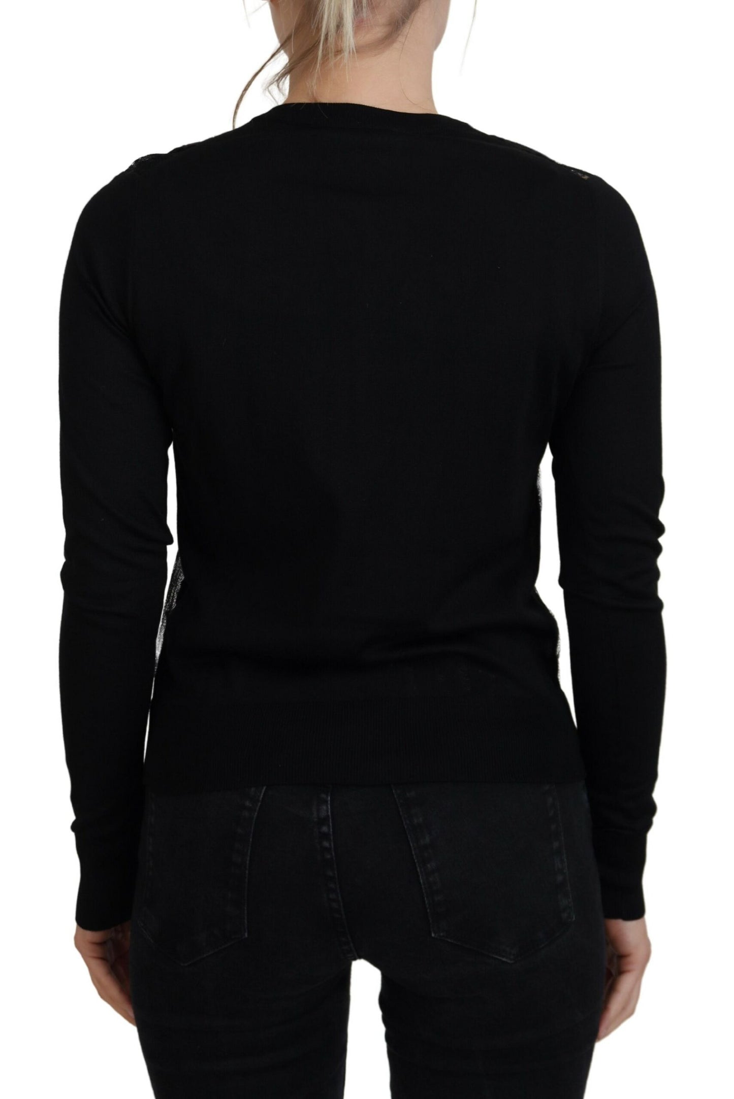 Dolce & Gabbana Elegant Sort Blomster Cardigan i Blonde