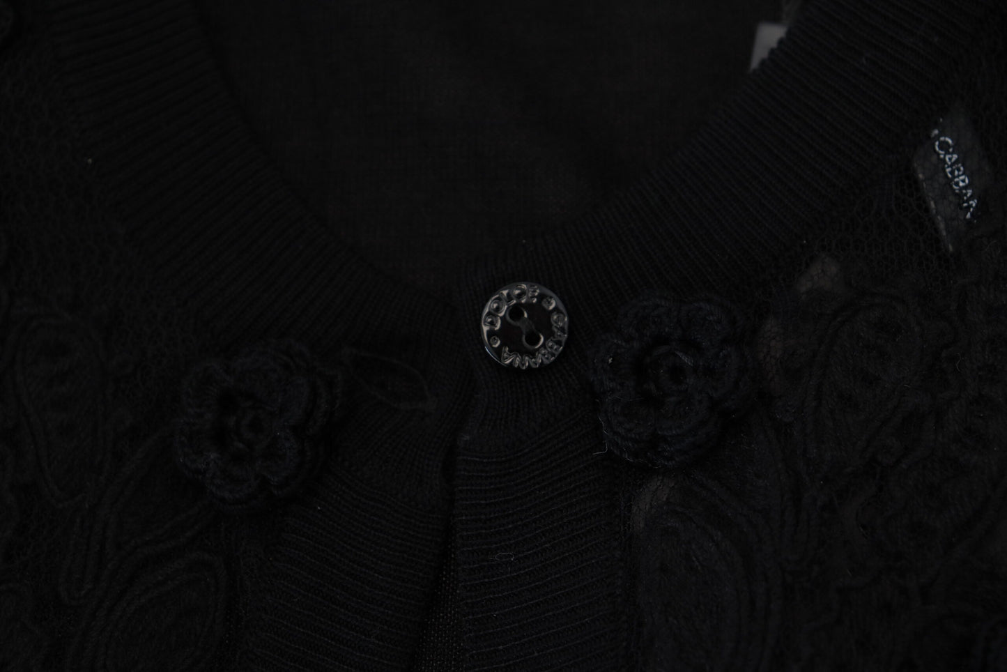 Dolce & Gabbana Elegant Sort Blomster Cardigan i Blonde