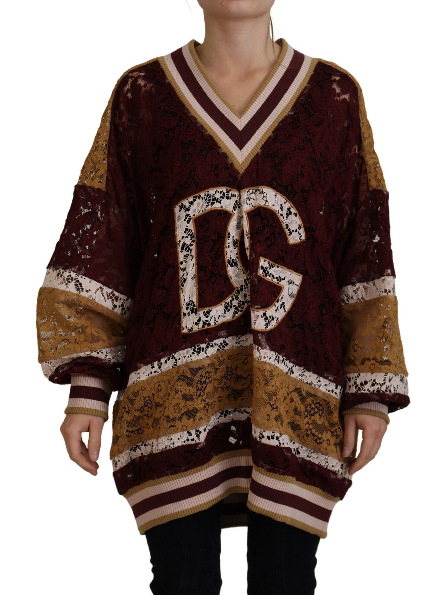 Dolce & Gabbana Flerfarvet V-hals Pullover Sweater