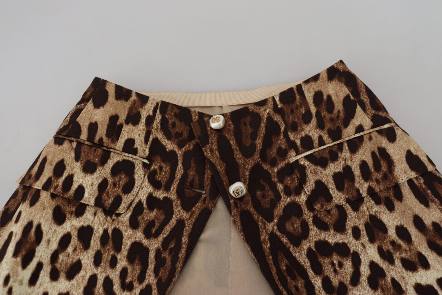 Dolce & Gabbana højtaljet leopardprintet mininederdel