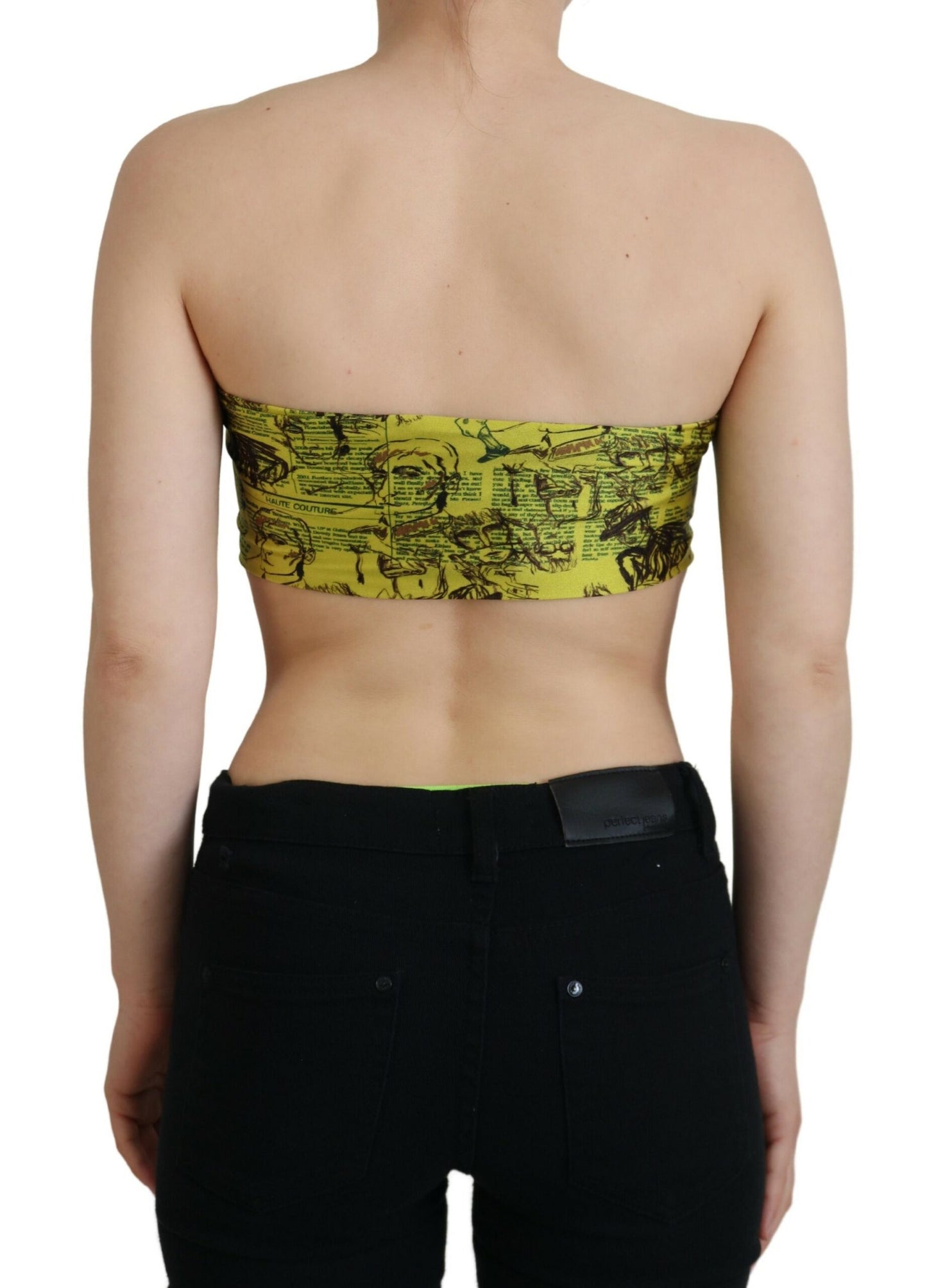 John Galliano Chic Gul Grafisk Cropped Top