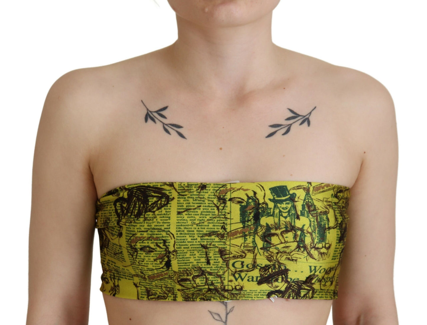 John Galliano Chic Gul Grafisk Cropped Top