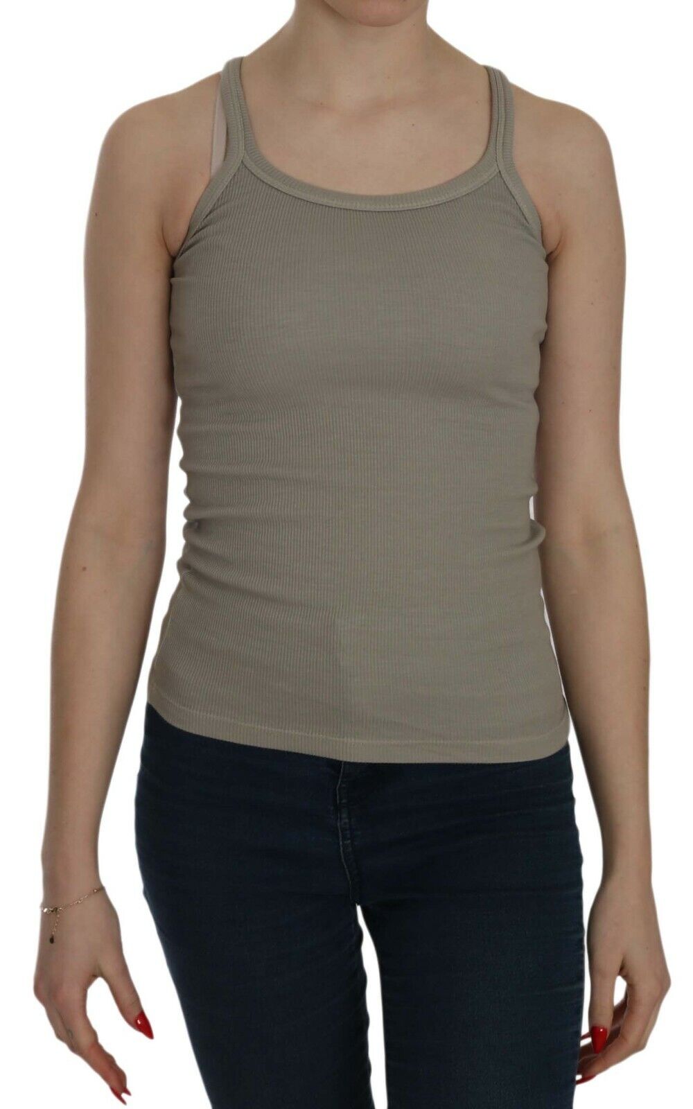 PINK MEMORIES Chic Beige Bluse med Spaghettistropper