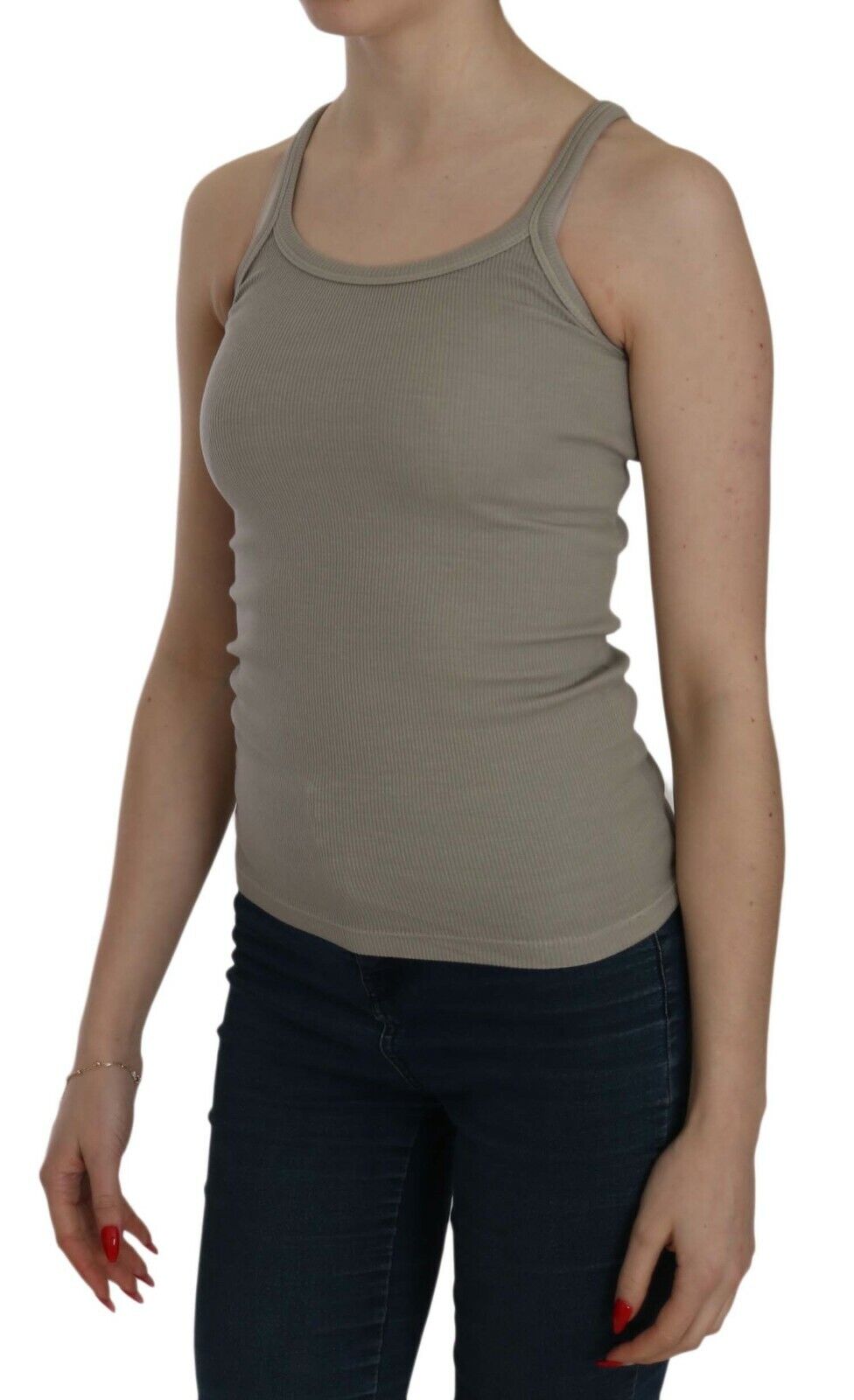 PINK MEMORIES Chic Beige Bluse med Spaghettistropper