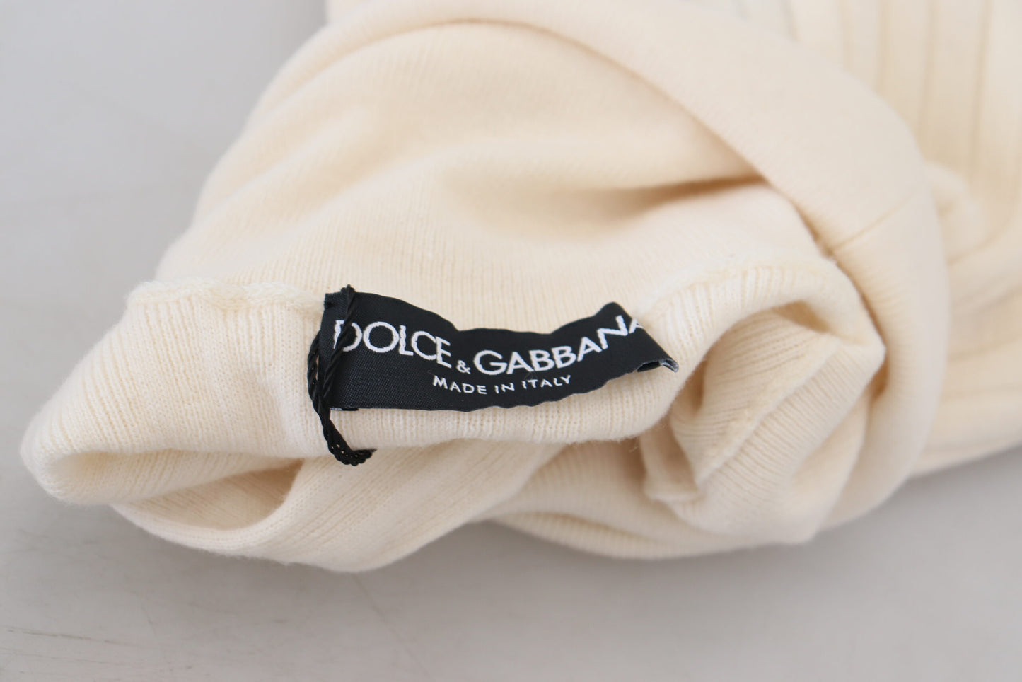 Dolce & Gabbana Elfenbensfarvet Rullekravetrøje i Uldblanding