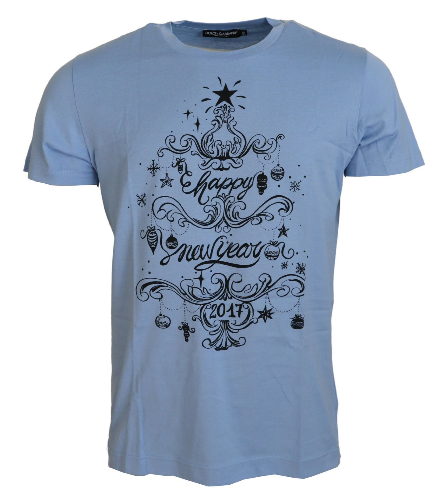 Dolce & Gabbana Elegant Lyseblå Bomulds T-shirt