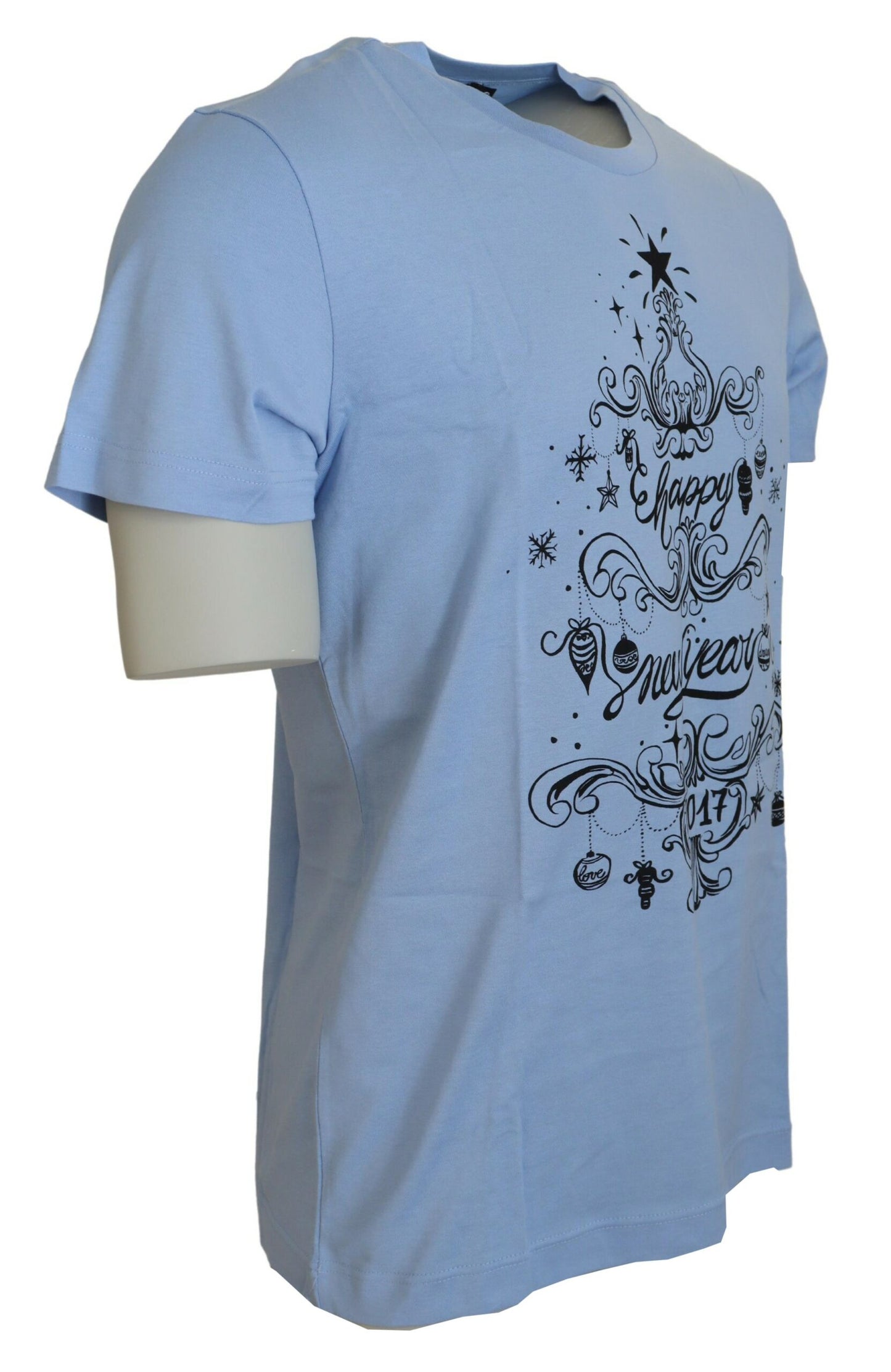 Dolce & Gabbana Elegant Lyseblå Bomulds T-shirt