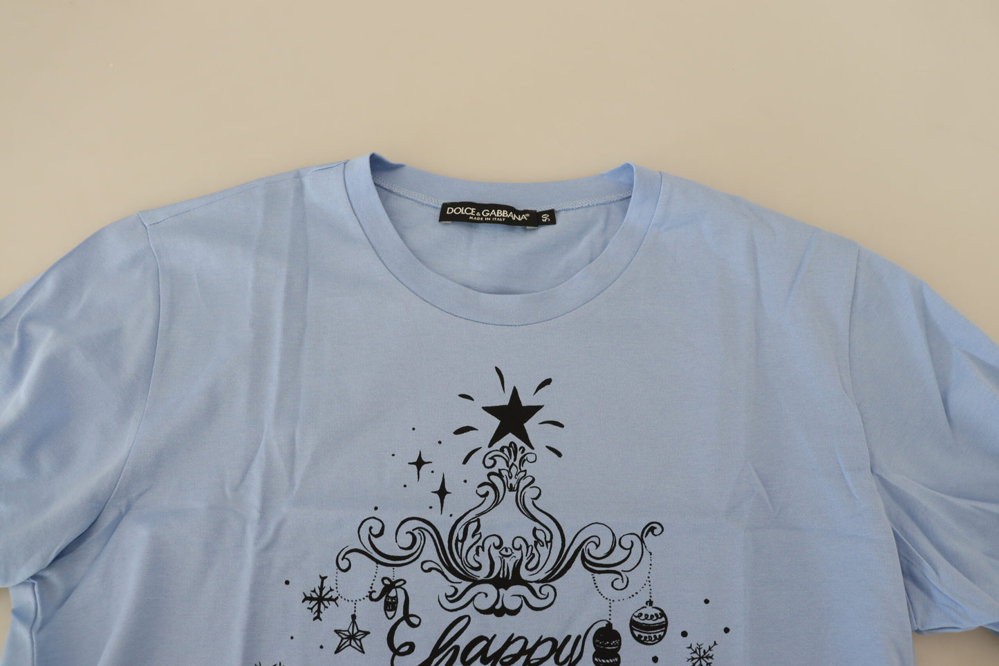 Dolce & Gabbana Elegant Lyseblå Bomulds T-shirt