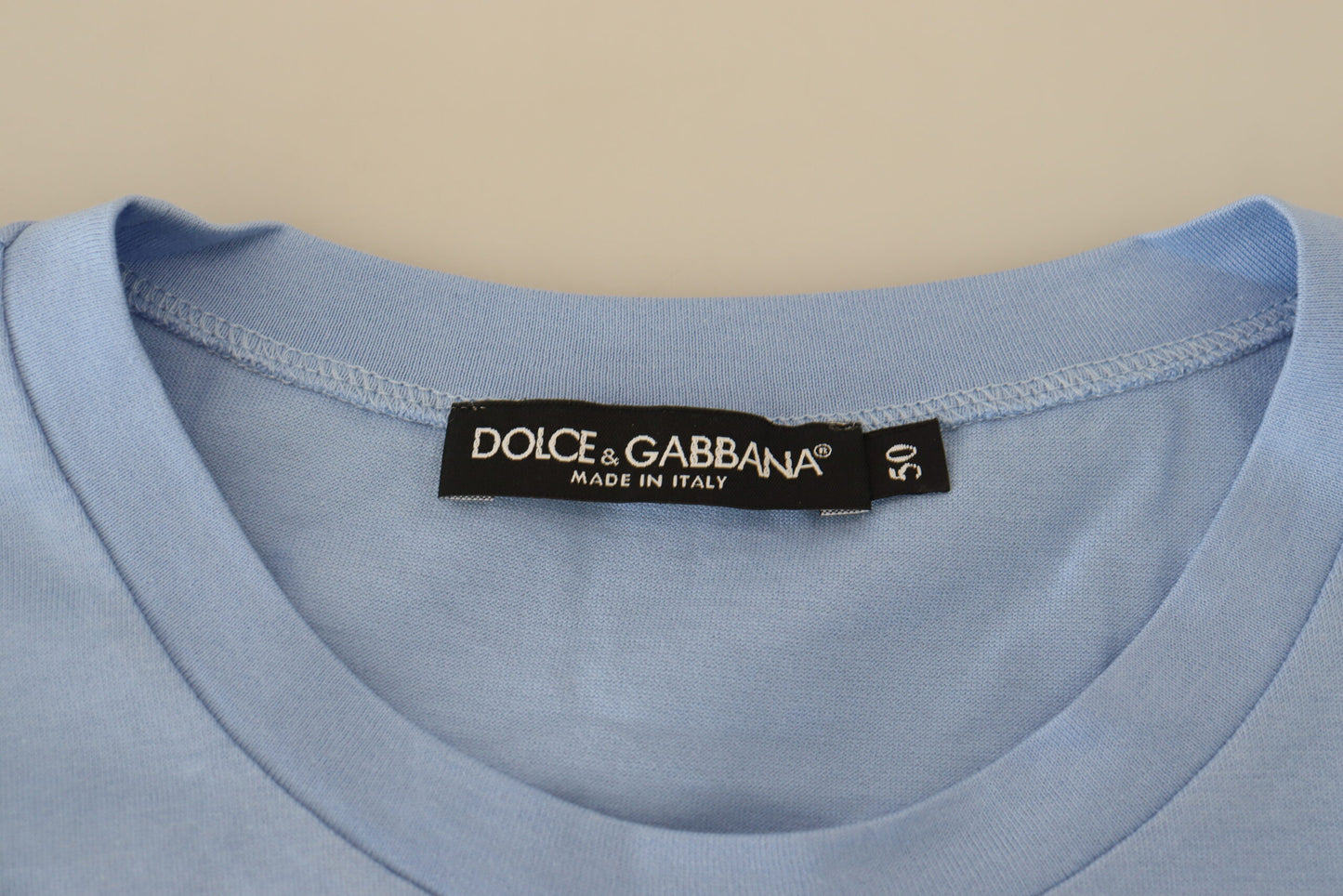 Dolce & Gabbana Elegant Lyseblå Bomulds T-shirt