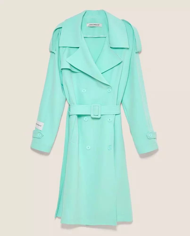 Hinnominate Elegant Lyseblå Dobbeltradet Trenchcoat