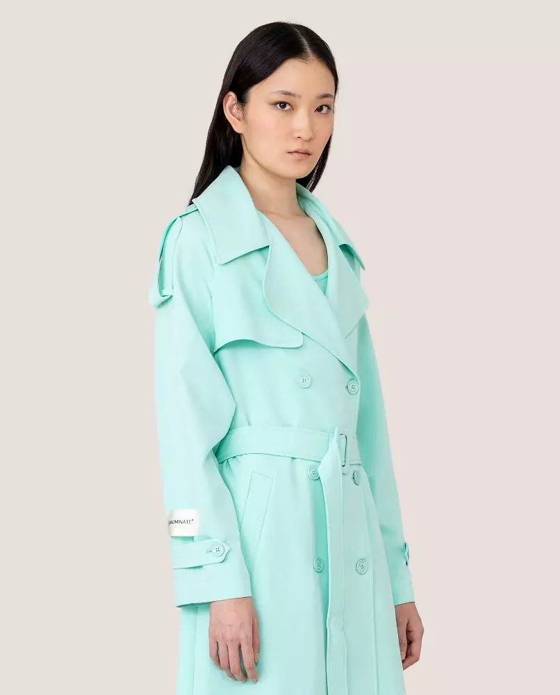 Hinnominate Elegant Lyseblå Dobbeltradet Trenchcoat