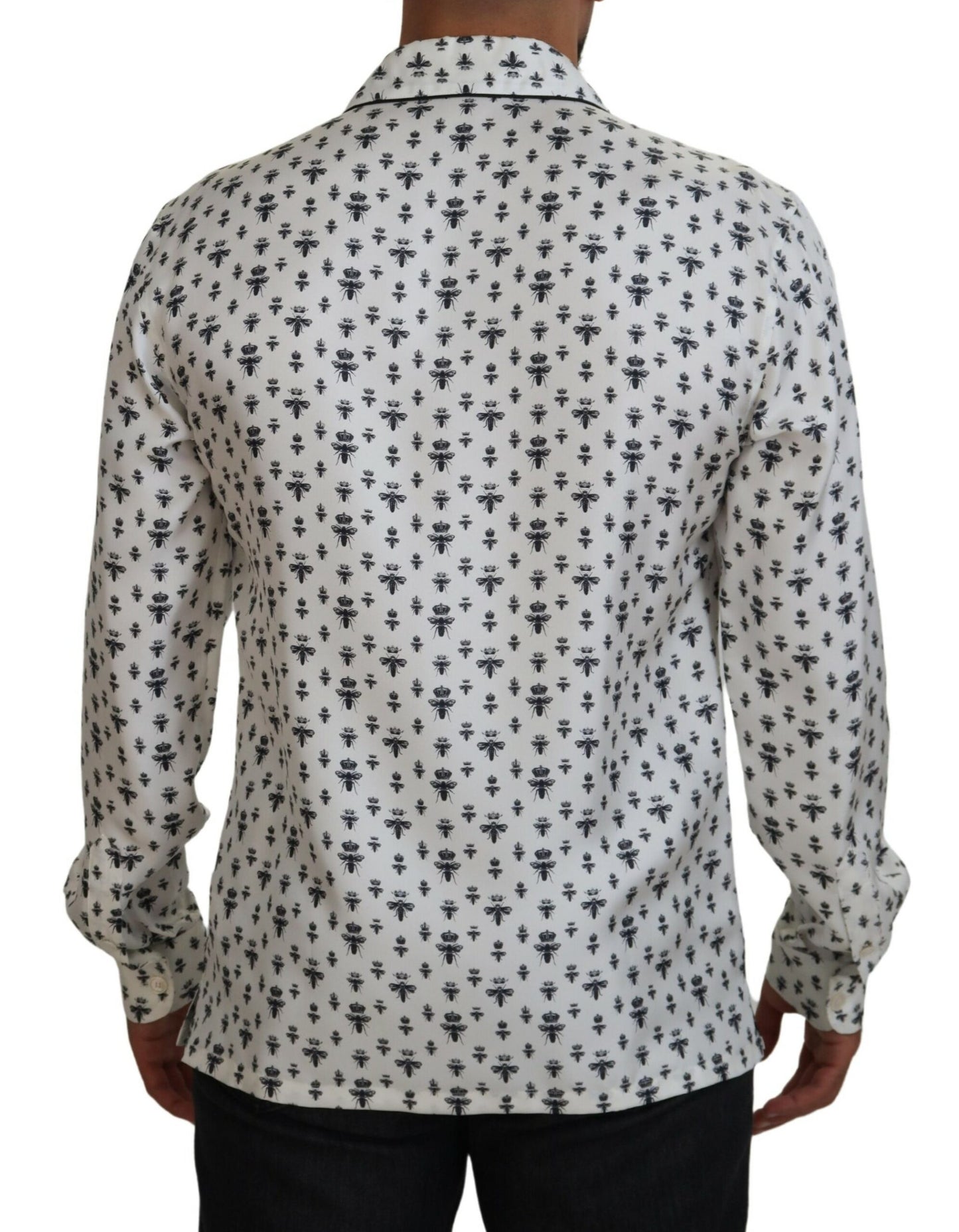 Dolce & Gabbana Elegant Silke Pyjama Top med Kronebi Print