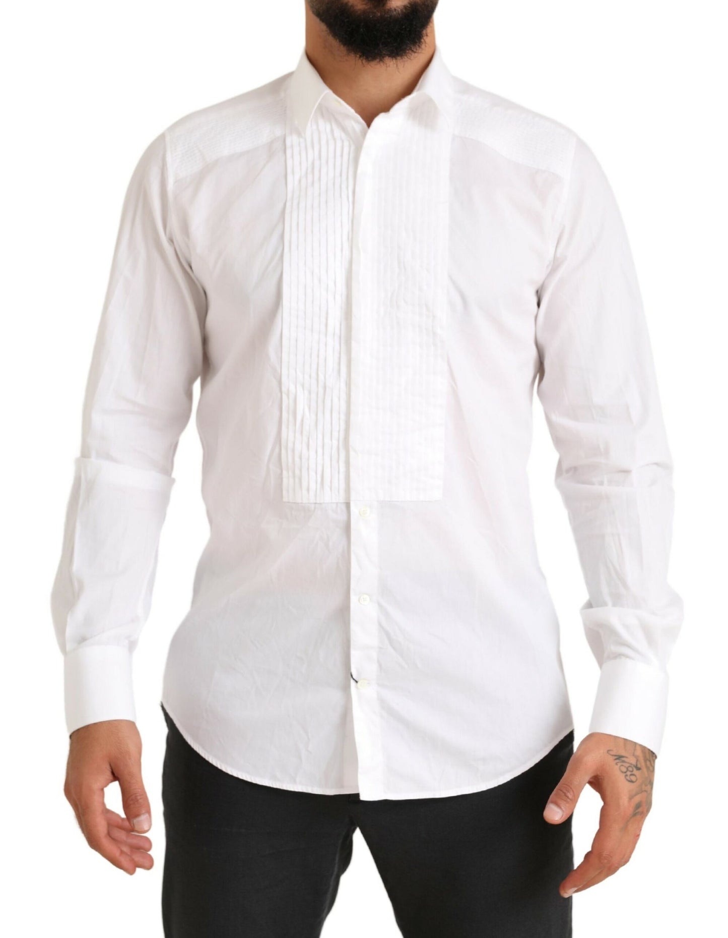 Dolce & Gabbana Elegant Hvid Slim Fit Bomuldsskjorte
