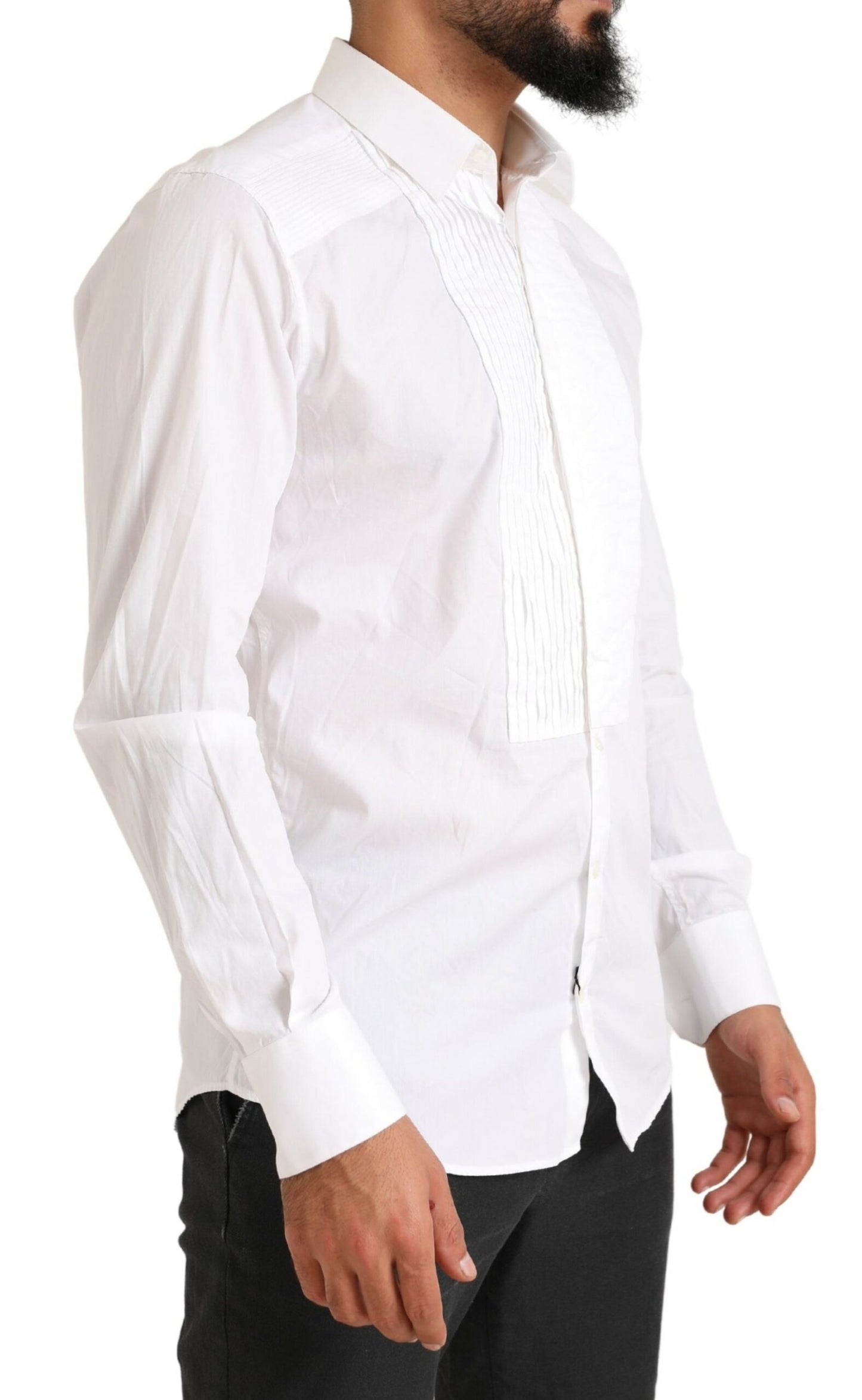 Dolce & Gabbana Elegant Hvid Slim Fit Bomuldsskjorte