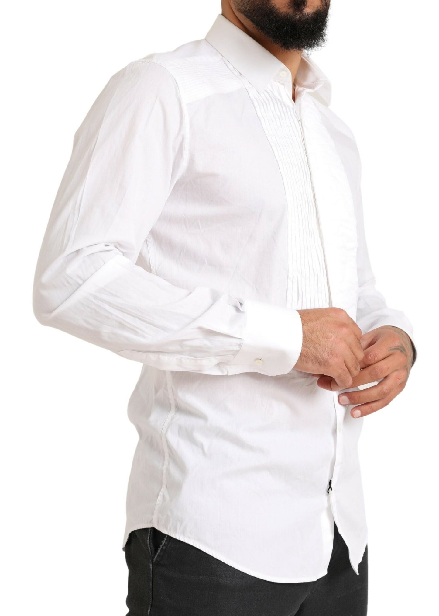 Dolce & Gabbana Elegant Hvid Slim Fit Bomuldsskjorte