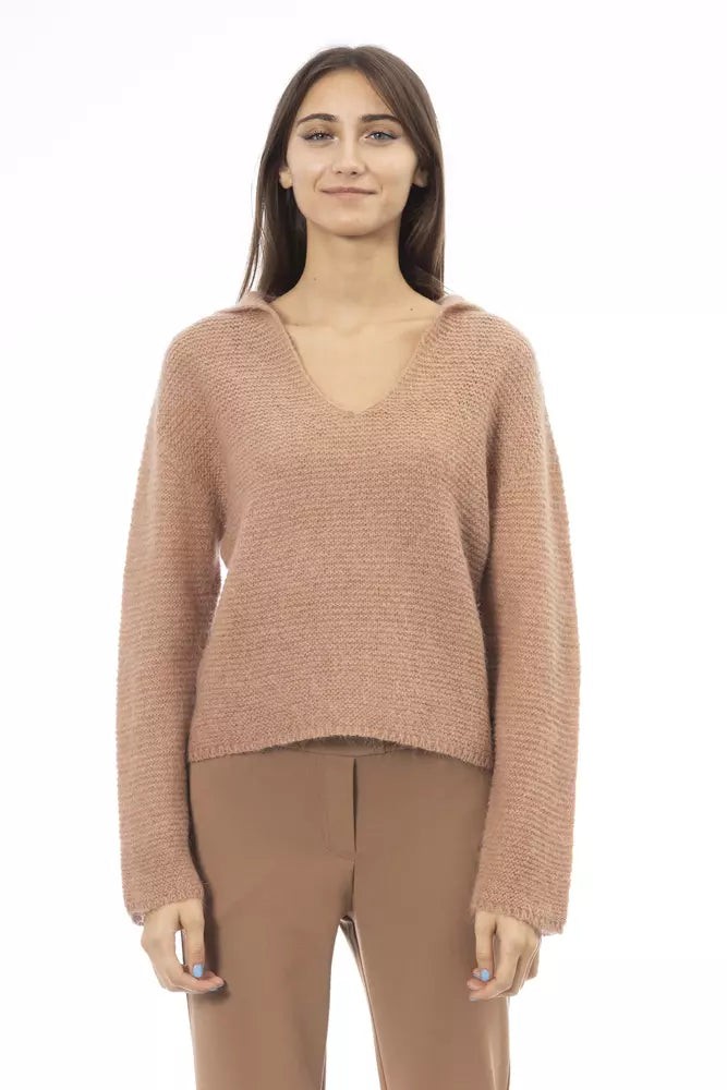 Alpha Studio Beige Merino Uld Dametrøje