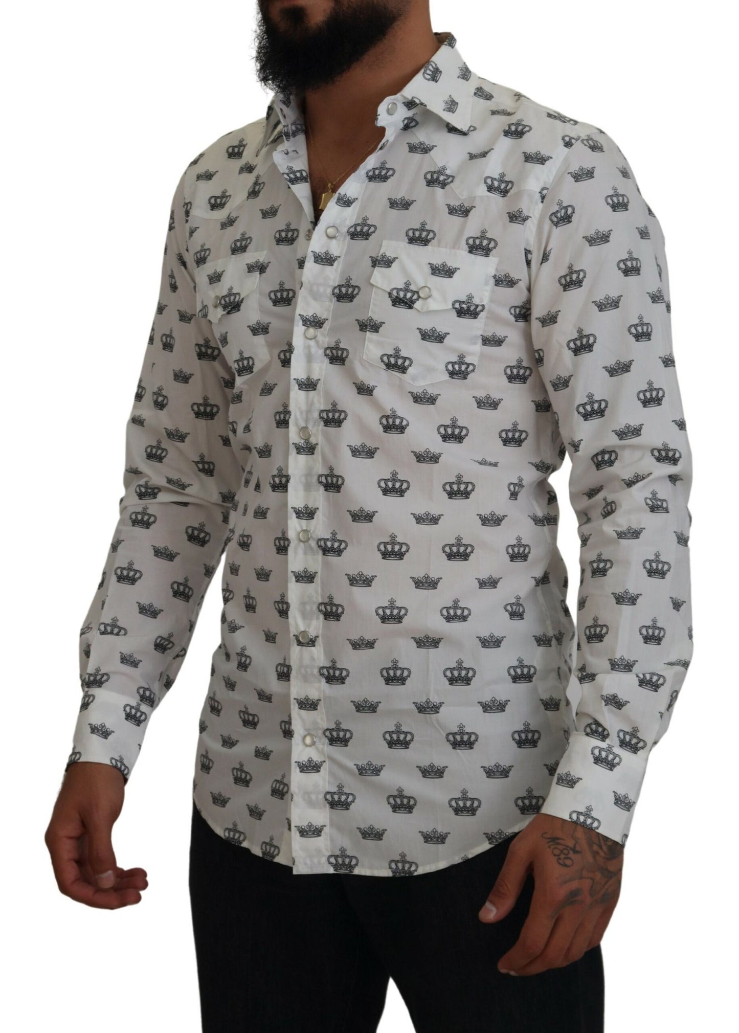Dolce & Gabbana Slim Fit Kroneprint Skjorte