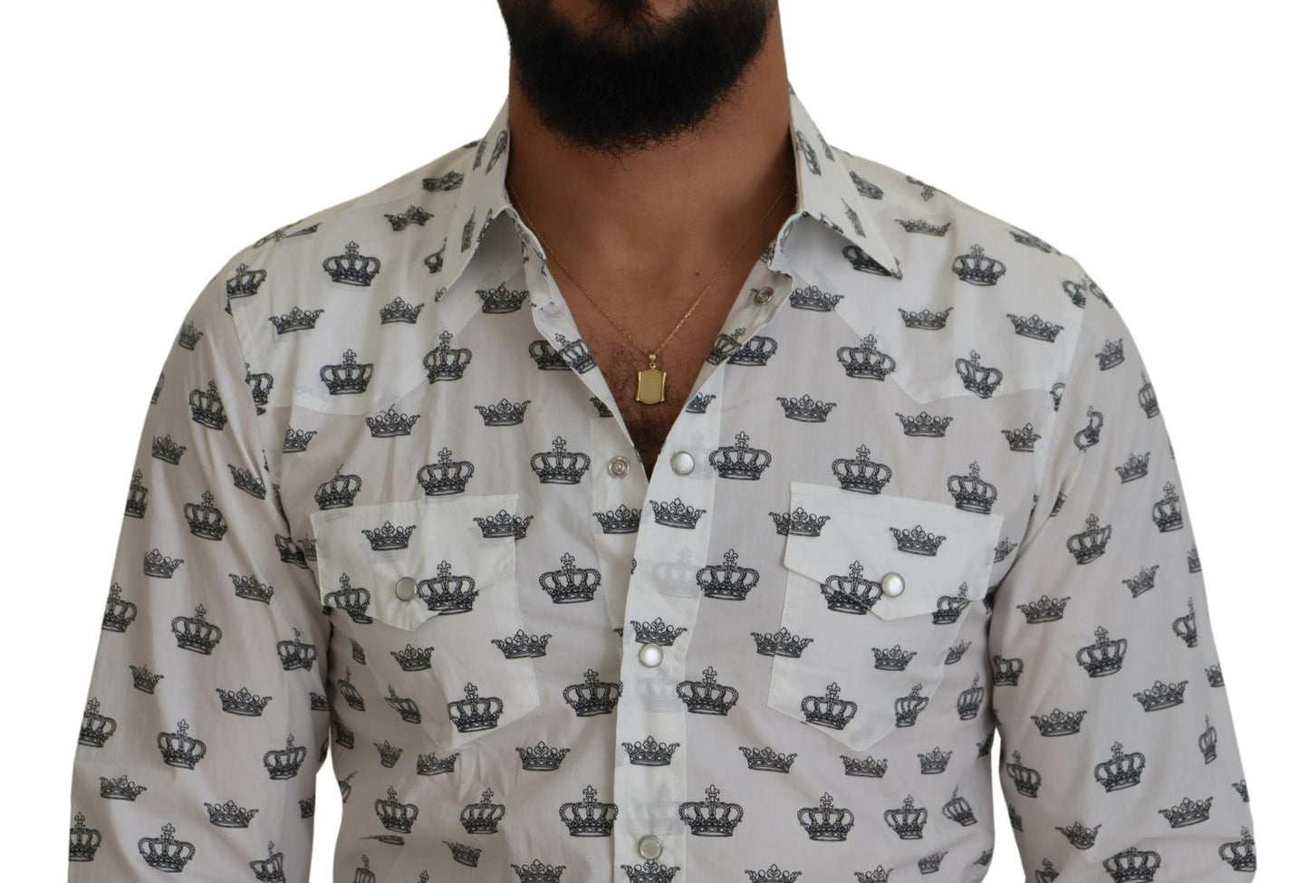 Dolce & Gabbana Slim Fit Kroneprint Skjorte
