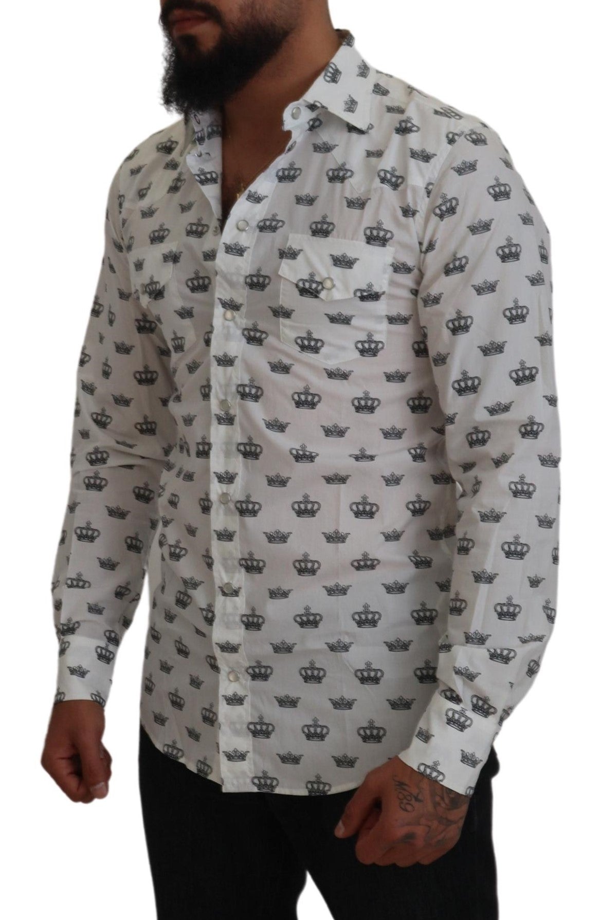 Dolce & Gabbana Slim Fit Kroneprint Skjorte