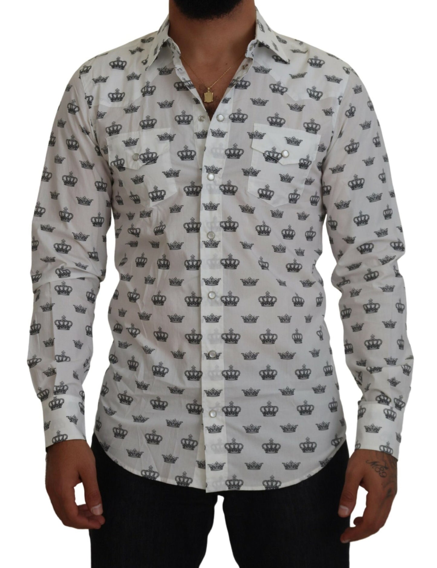Dolce & Gabbana Slim Fit Kroneprint Skjorte