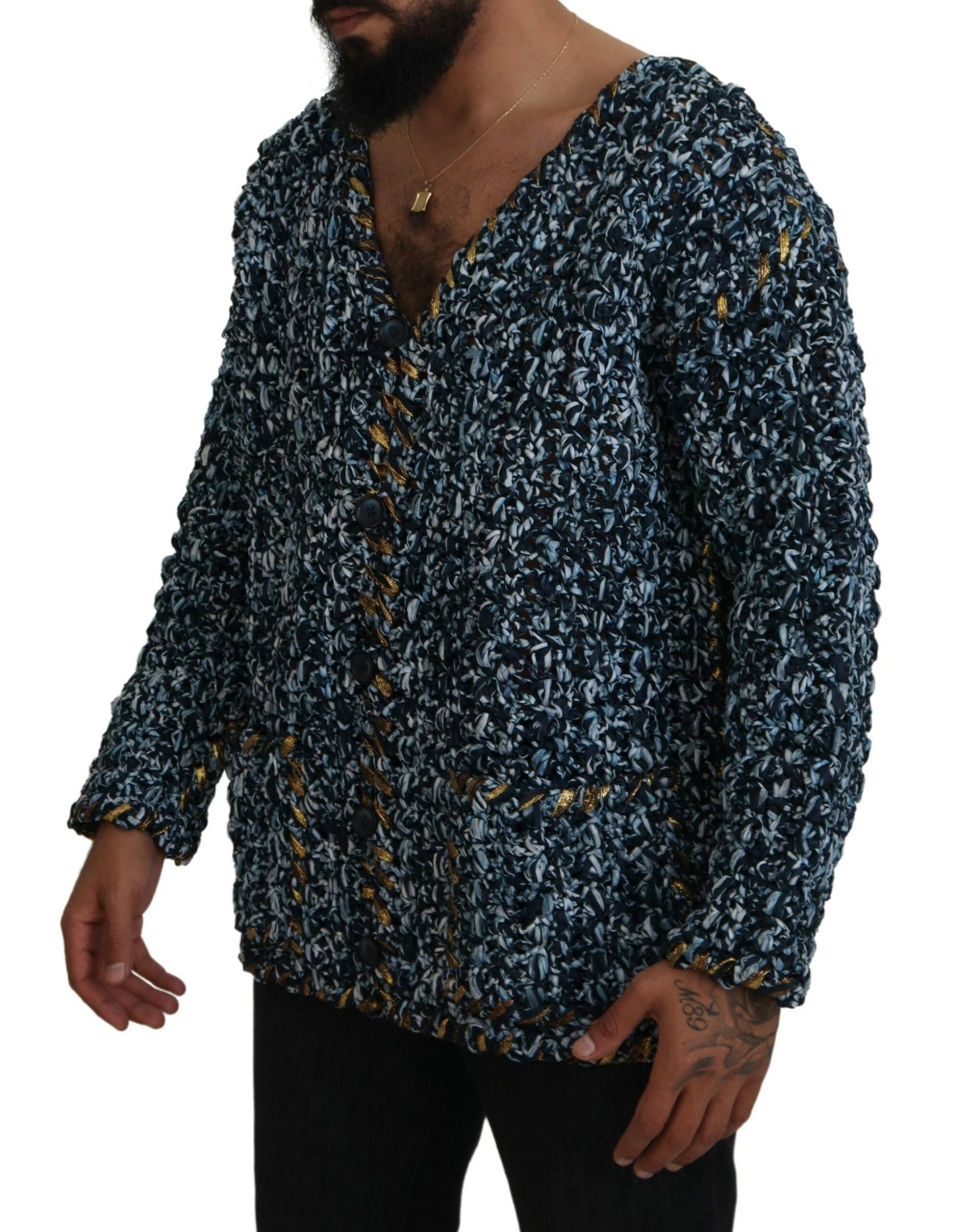 Dolce & Gabbana Elegant Blå V-Hals Cardigan