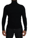 Dolce & Gabbana Elegant Sort Uld Halv Lynlås Rullekravetrøje