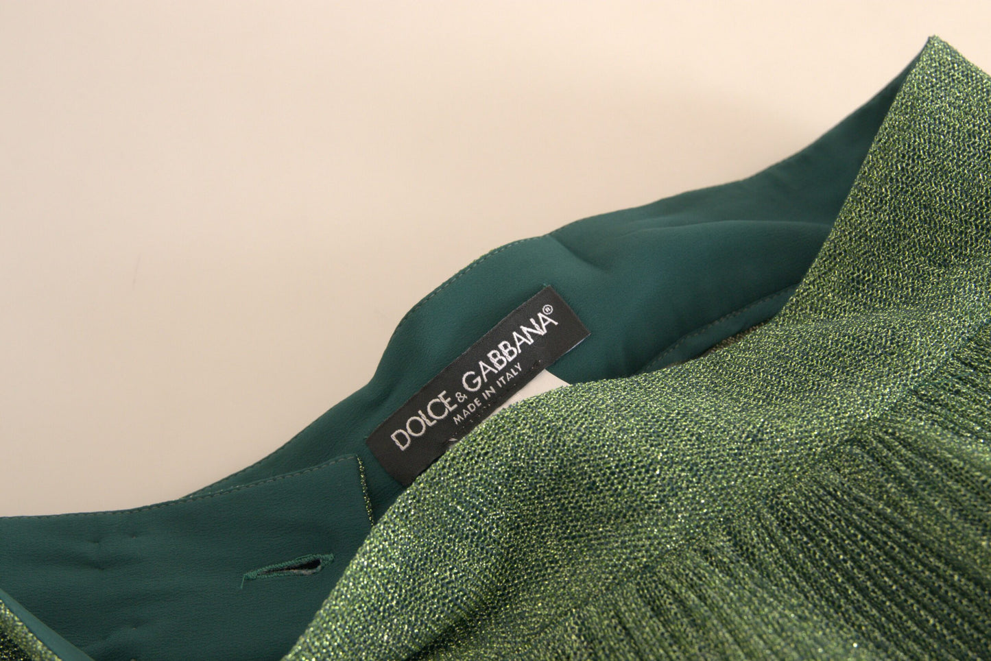 Dolce & Gabbana Fortryllende Metallisk Grøn Plisseret A-Line Nederdel