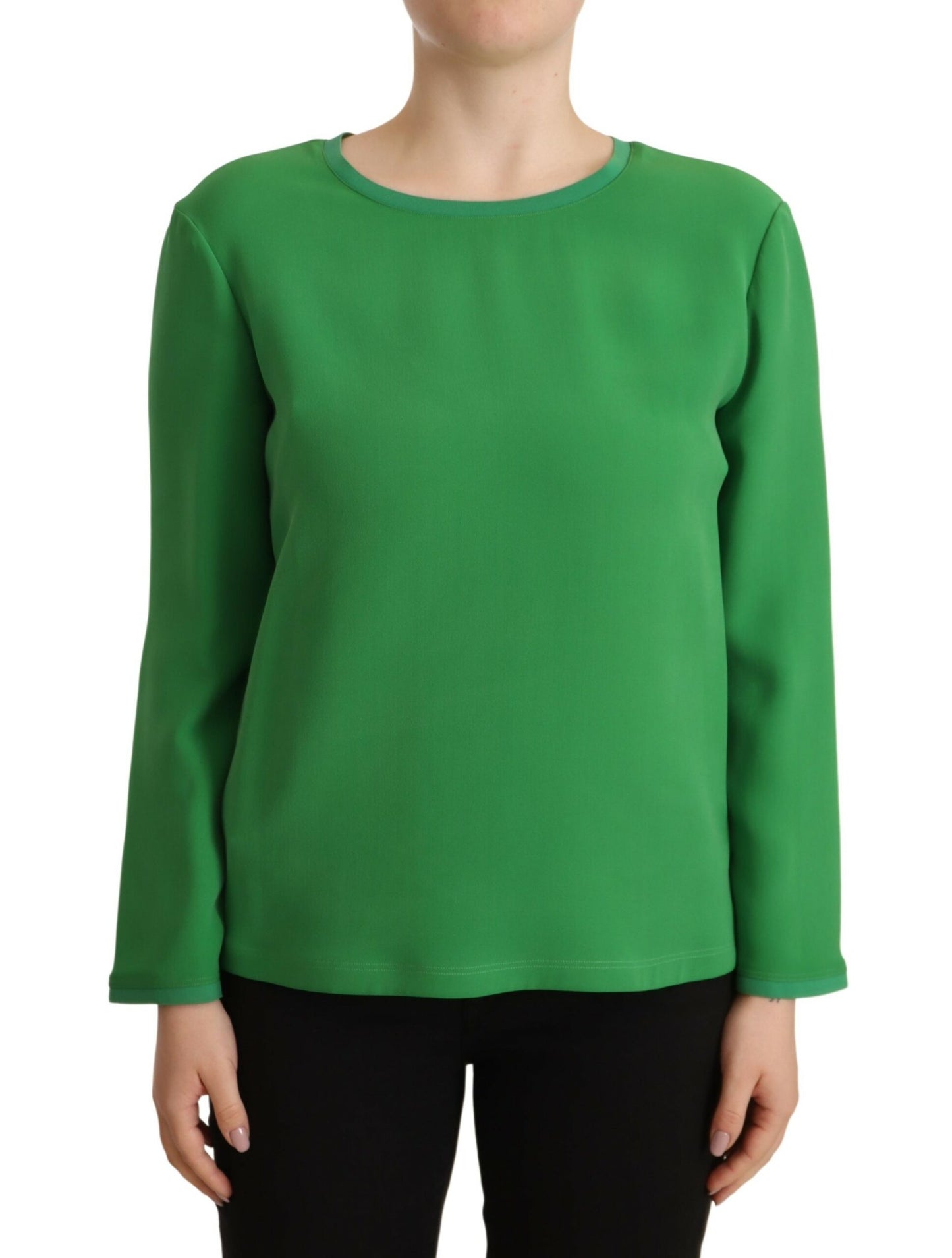 Armani Elegant Silke Langærmet Sweater i Lush Green