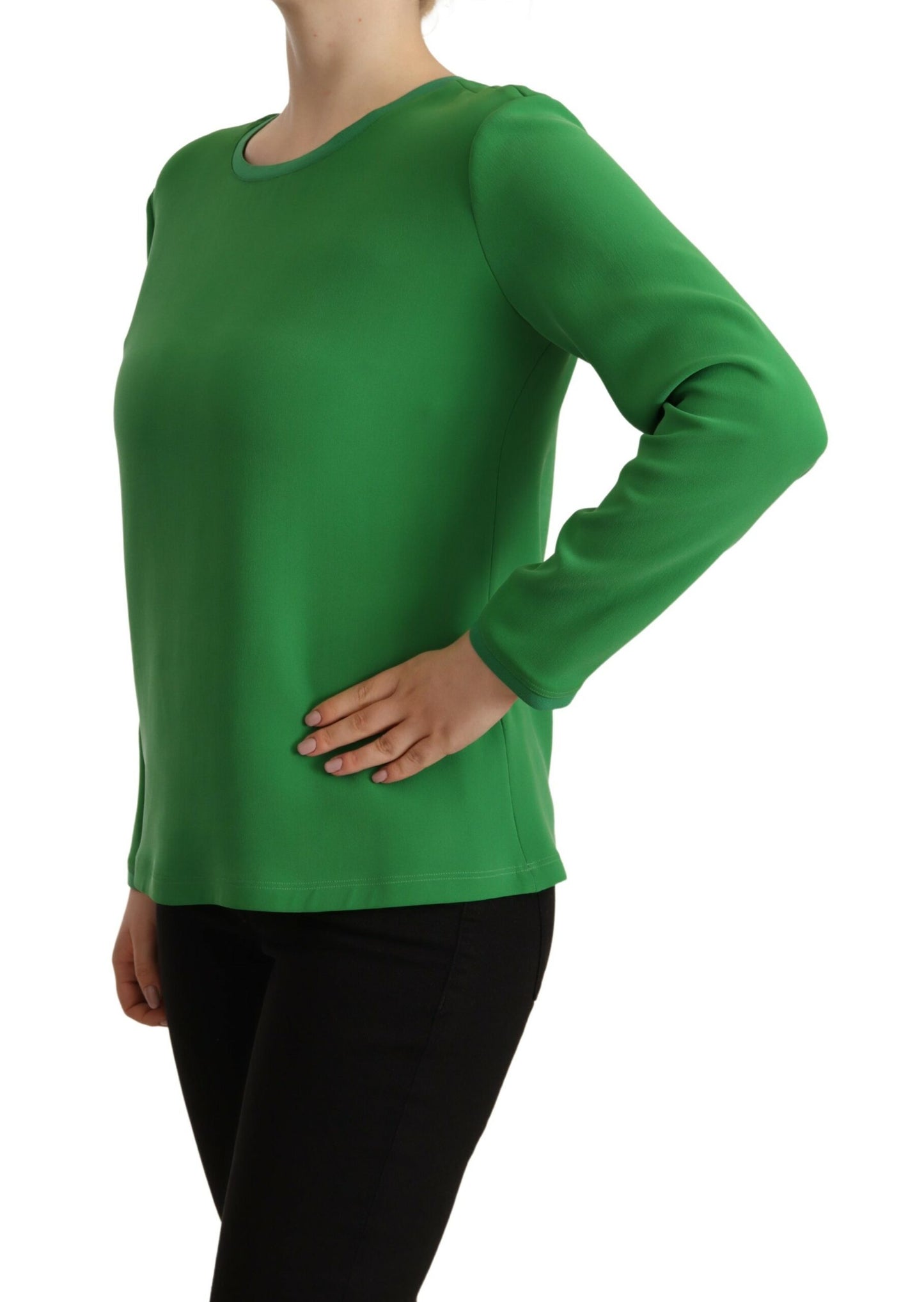 Armani Elegant Silke Langærmet Sweater i Lush Green
