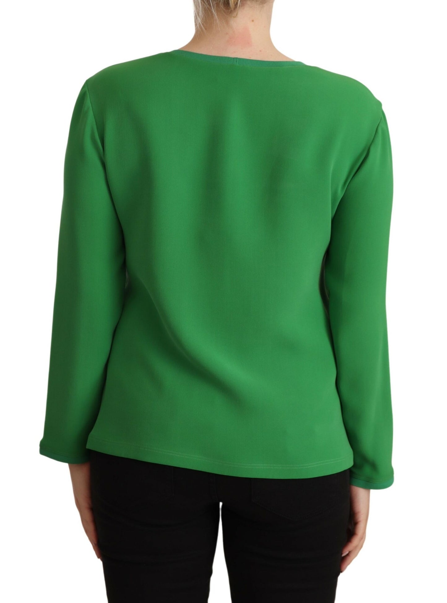Armani Elegant Silke Langærmet Sweater i Lush Green