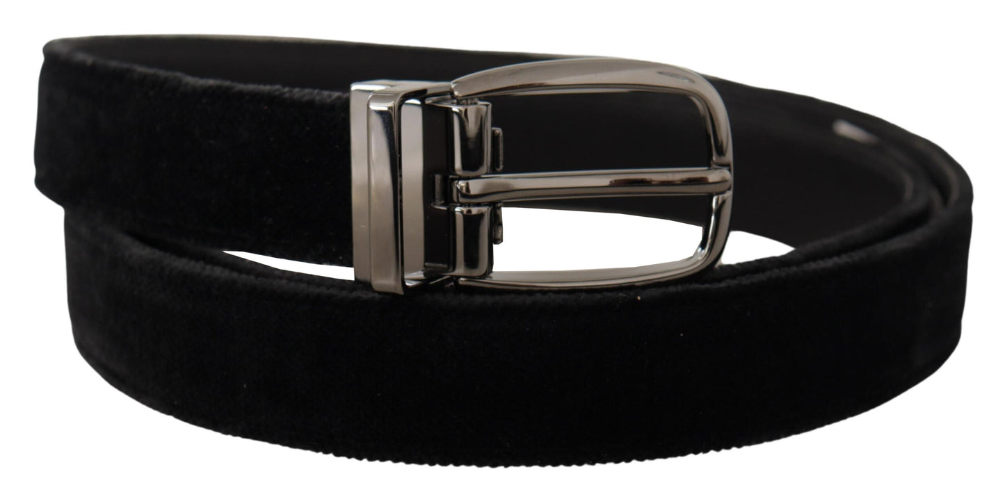Dolce & Gabbana Elegant Sort Velour Designer Bælte