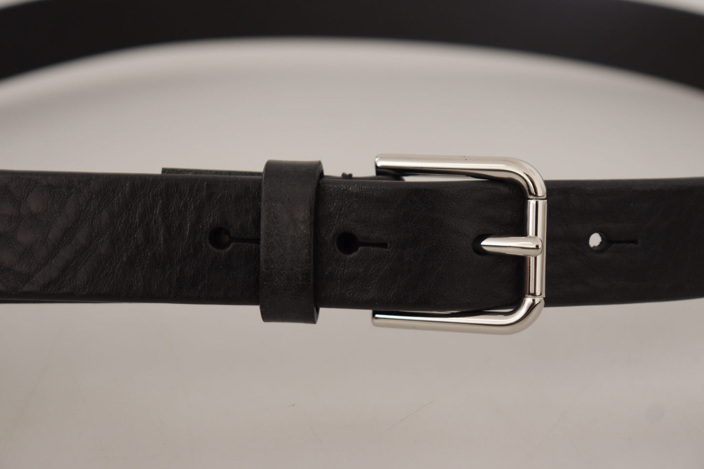 Dolce & Gabbana Elegant Sort Læderbælte med Metalspænde