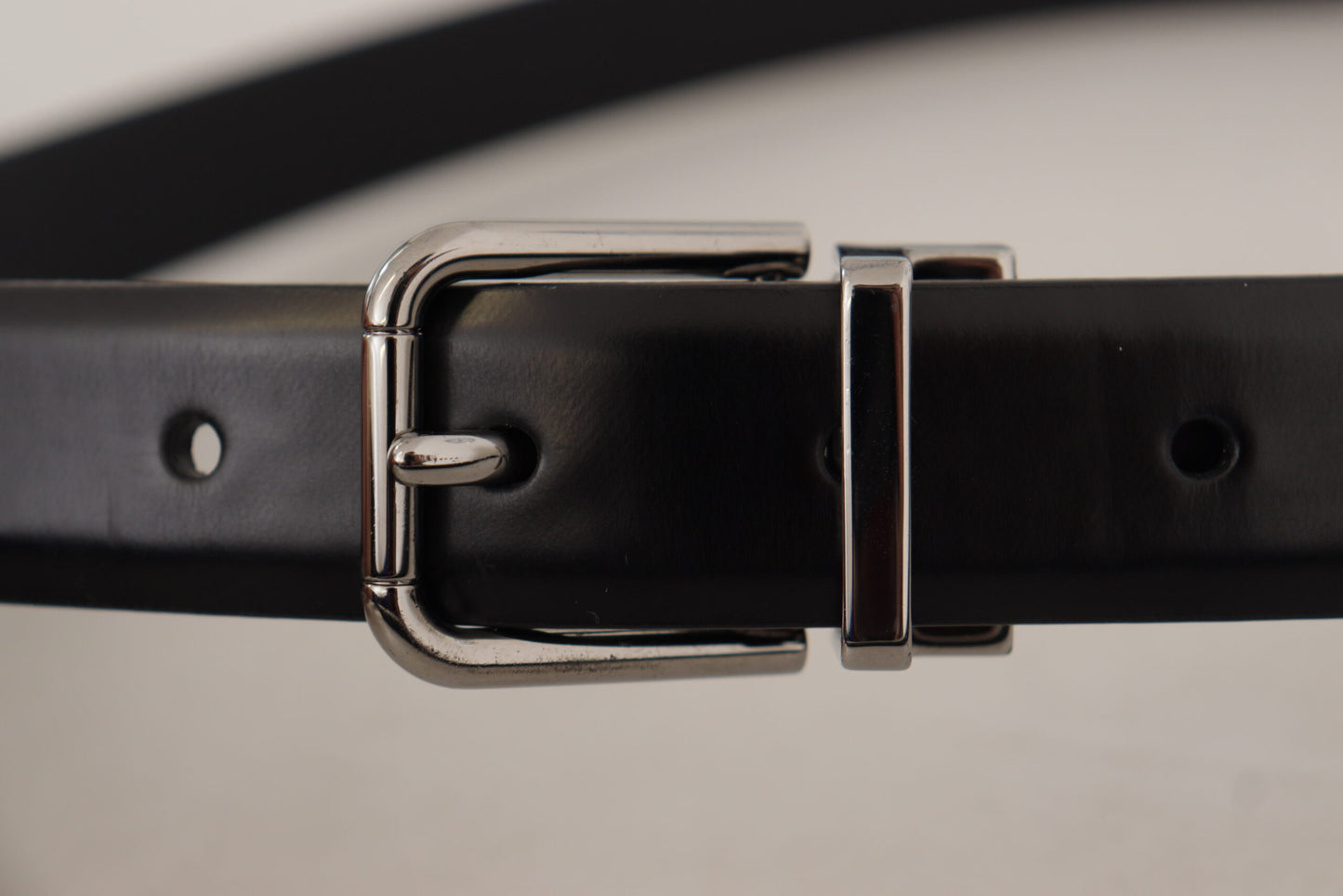 Dolce & Gabbana Elegant Sort Læderbælte med Metalspænde