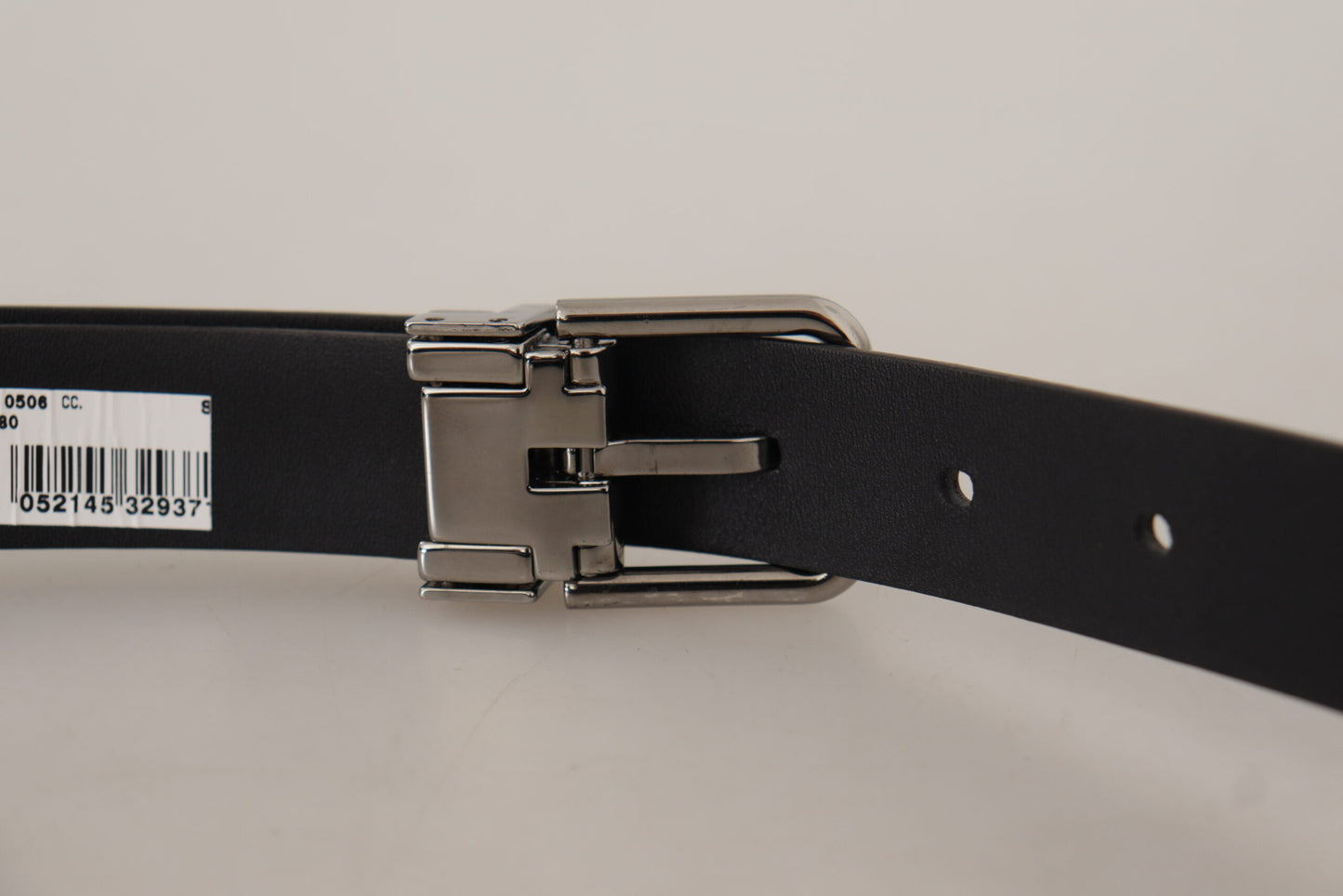 Dolce & Gabbana Elegant Sort Læderbælte med Metalspænde