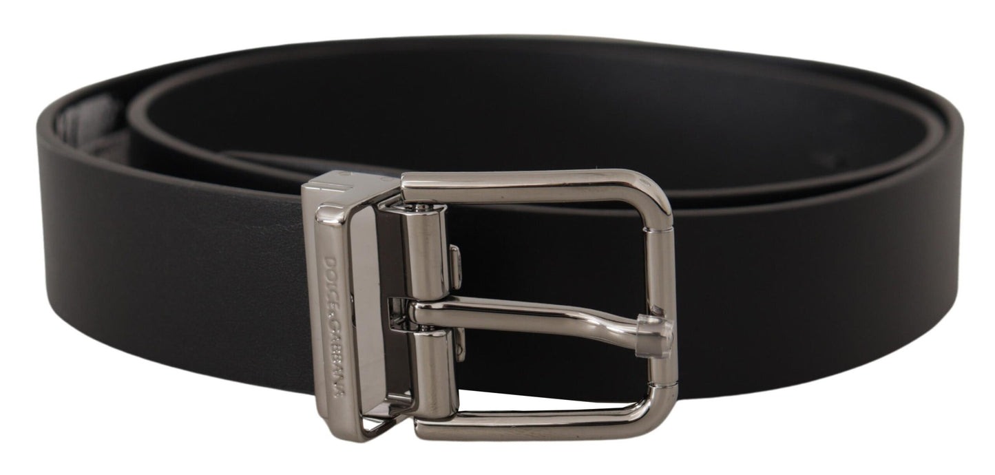 Dolce & Gabbana Sleek sort læderbælte med metalspænde