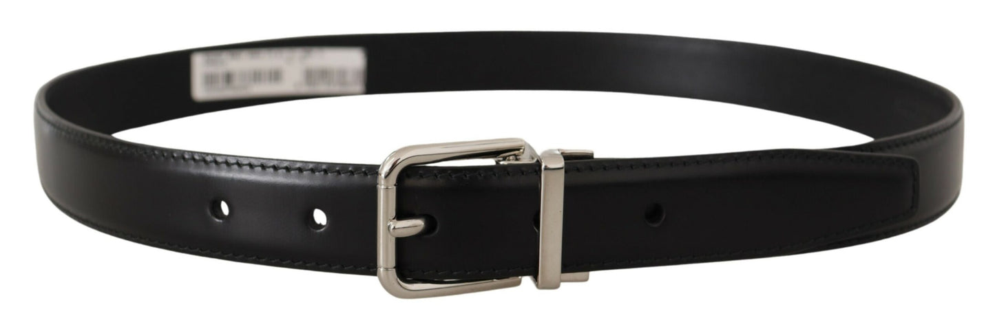 Dolce & Gabbana Sleek sort læderbælte med metalspænde