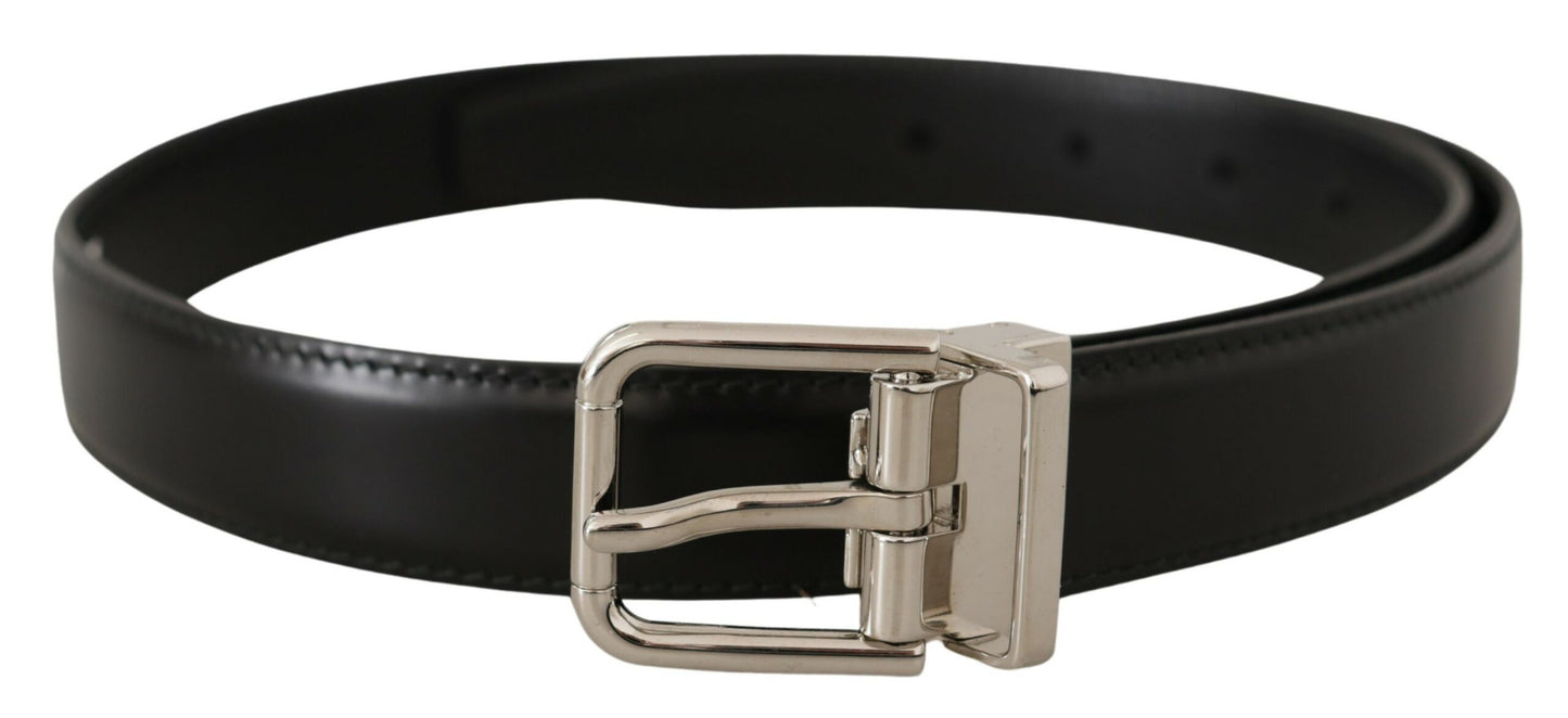 Dolce & Gabbana Sleek sort læderbælte med metalspænde