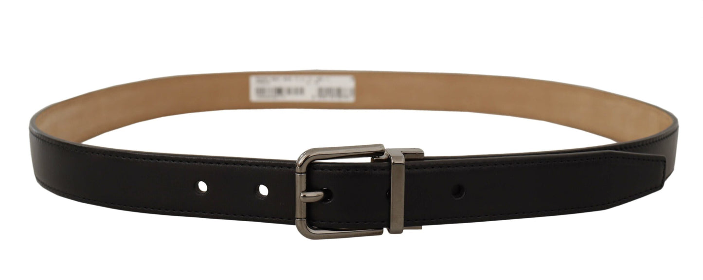 Dolce & Gabbana Sleek sort læderbælte med metalspænde