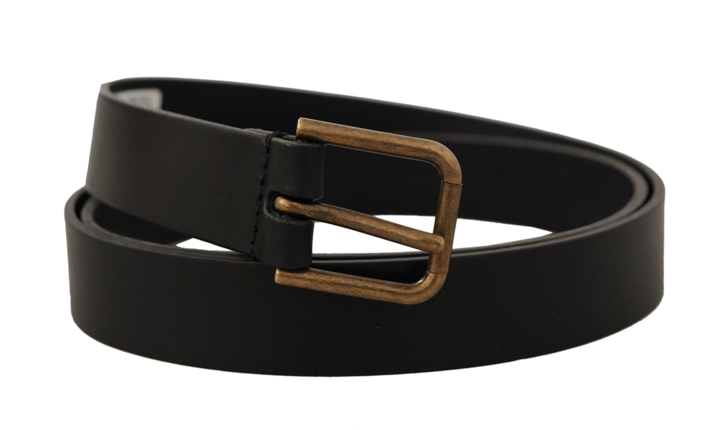 Dolce & Gabbana Elegant Sort Læderbælte med Metalspænde