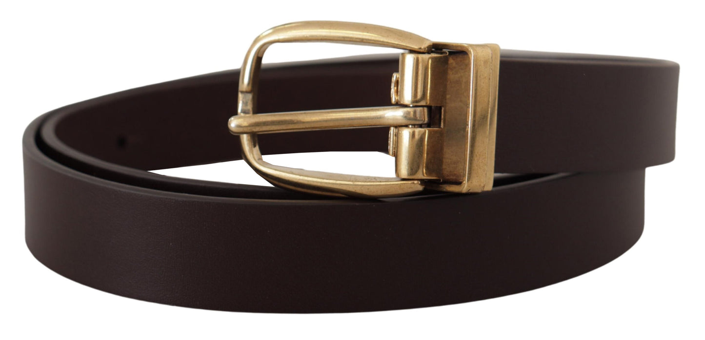 Dolce & Gabbana Elegant Mørkebrunt Læderbælte
